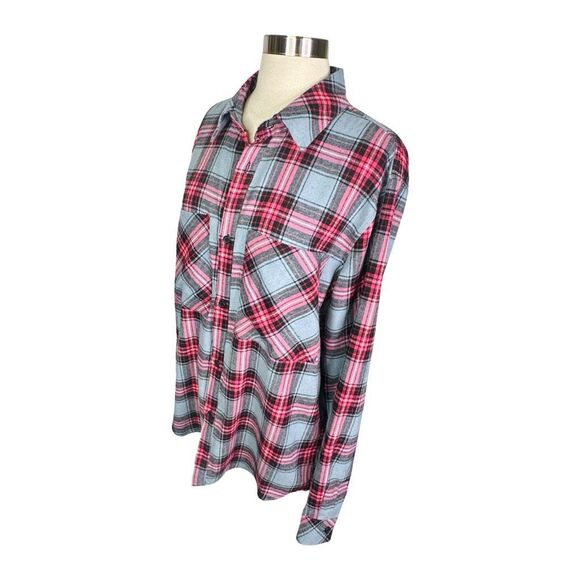 Eleven Paris Plaid Flannel Button Down Shirt - Size Large - Picture 2 of 4